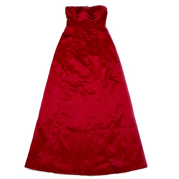 NWT Y2K Nicole Miller New York City Strapless Formal Gown Dark Red Satin Finish - Picture 1 of 7